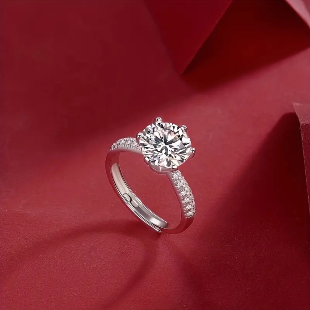 🔥CERTIFIED 2 CT ADJUSTABLE DIAMOND RING LAB CREATED MOISSANITE DIAMOND